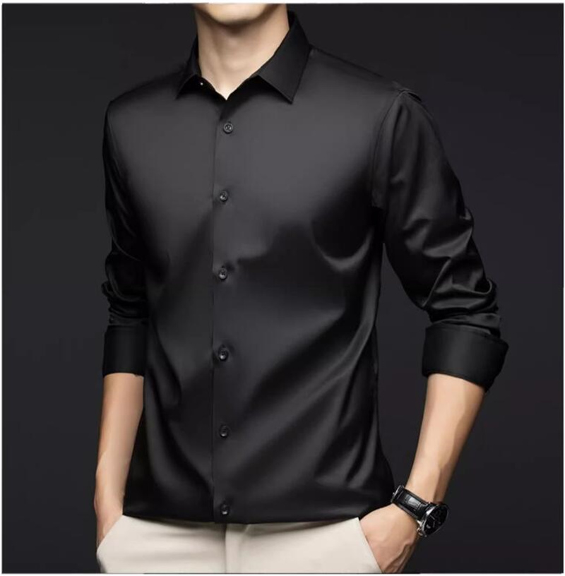 Men Long Sleeve Professional S - огляд і ціна Mens Satin Silk Dress Shirt