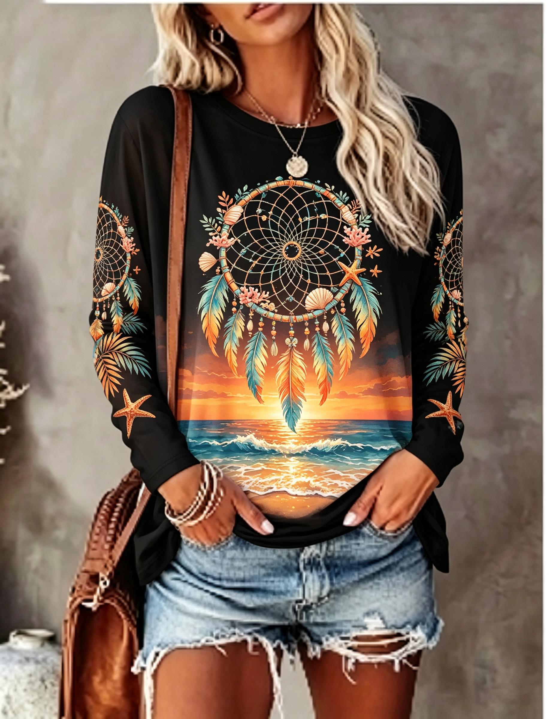 Women's Crew Neck Long Sleeve  - огляд і ціна T-Shirts
