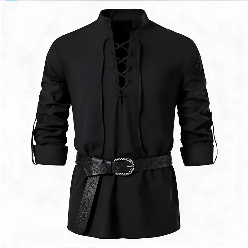 Men Medieval Viking Shirt Stan - огляд і ціна Medieval Gothic Lace Up Pirate Shirt